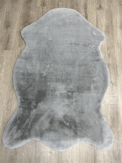 Rugland Puffy Yumuşak Dokulu Tavşan Postu Gri