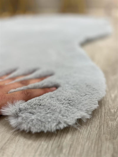 Rugland Puffy Yumuşak Dokulu Tavşan Postu Gri