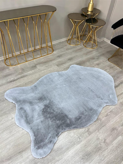 Rugland Puffy Yumuşak Dokulu Tavşan Postu Gri
